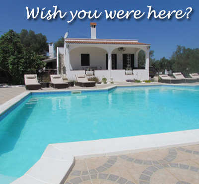 The swimming pool at the Villa Gemelli - available for holiday lets.